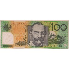 AUSTRALIA 2013 . ONE HUNDRED 100 DOLLAR BANKNOTE . STEVENS/PARKINSON . FIRST PREFIX AA13